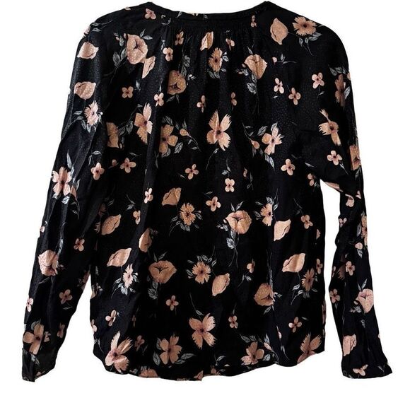 NWOT Rebecca Taylor Black Floral Jacquard Daniella Silk Blouse Size 2 Small - Picture 10 of 16